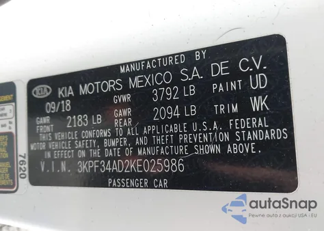 2019 Kia Forte S из США, поврежденный, VIN 3KPF34AD2KE025986